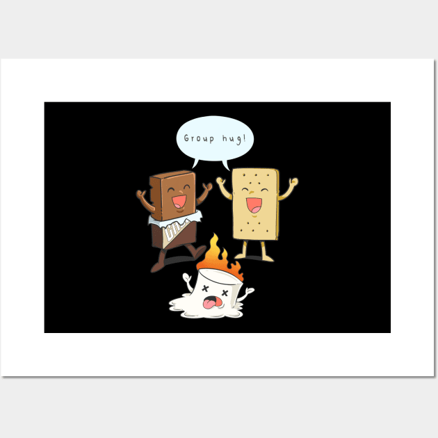 Camping Gift Print Camp Funny Group Hug S'mores Print Wall Art by Linco